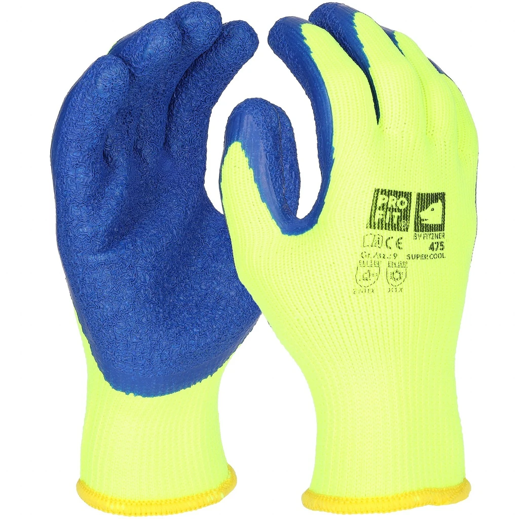 PRO FIT, winter latex glove, Blue, Neon Yellow, Winter gloves