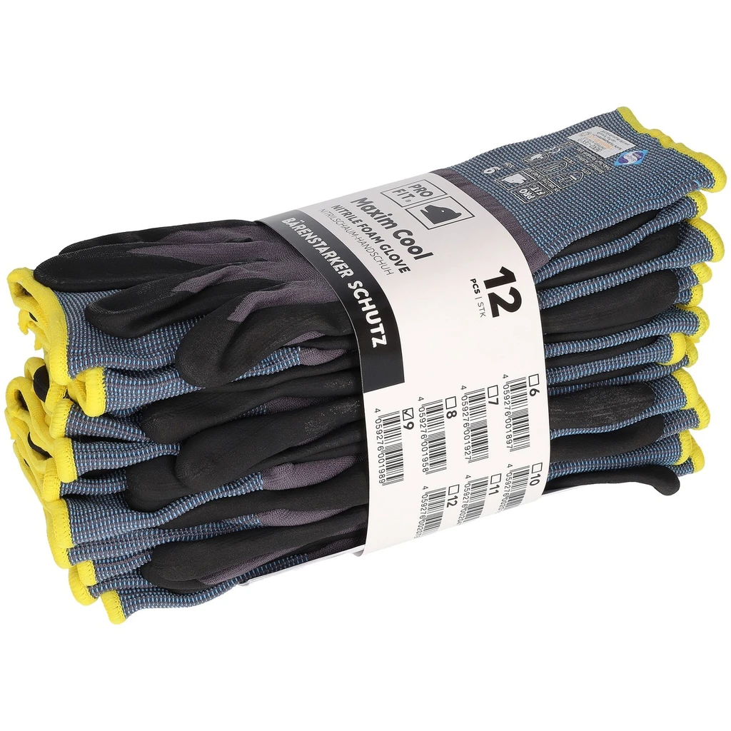 PRO FIT, nitrile foam glove maxim cool, Black, Grey, Nitrile foam gloves