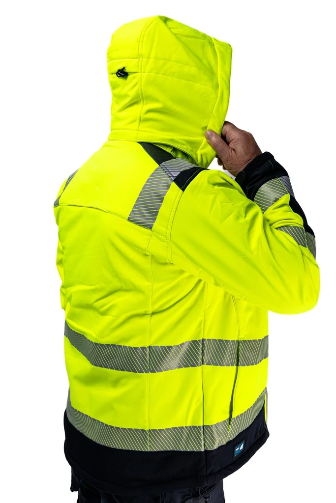 PRO FIT, Warning protection softshell jacket, Black, Neon Yellow, High-visibility protection softshell
