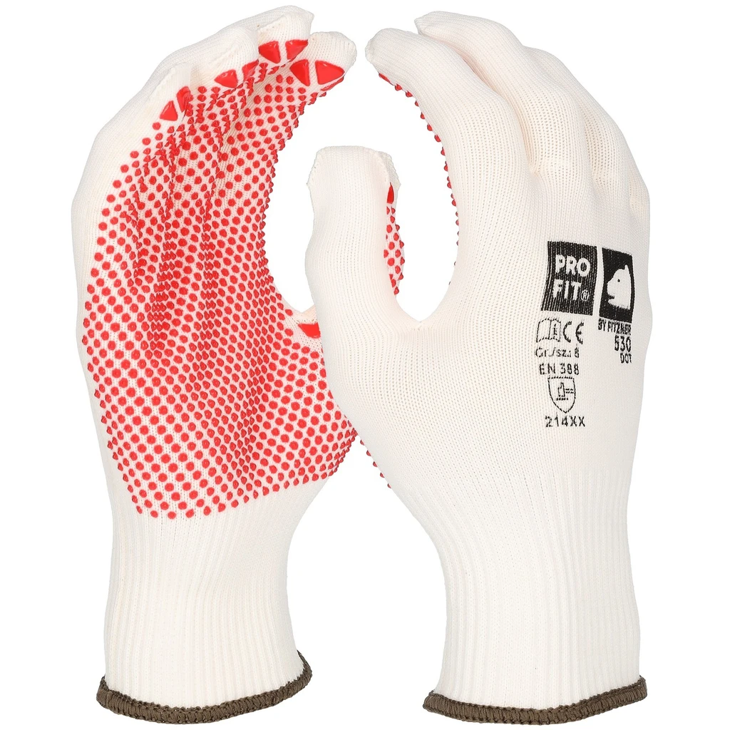 PRO FIT, finely knitted glove, White, dotted gloves