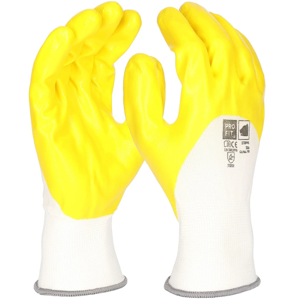 PRO FIT, STEPPE nitrile fine knit, Yellow, White, nitrile foam glove maxim cool
