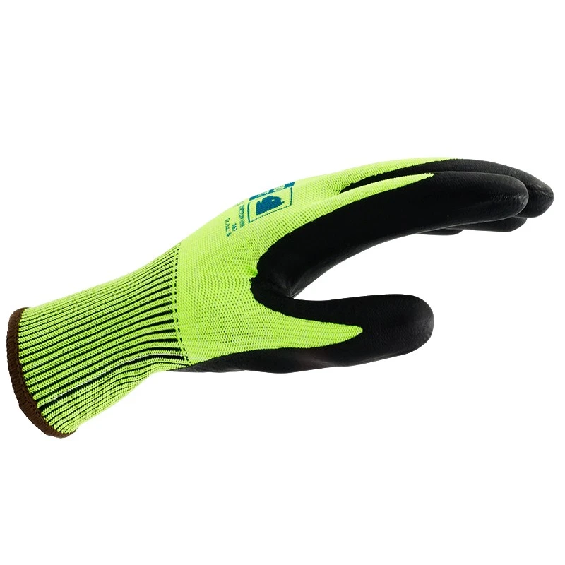 PRO FIT, nitrile cut resistance glove, Black, Neon Green, Cut protection nitrile