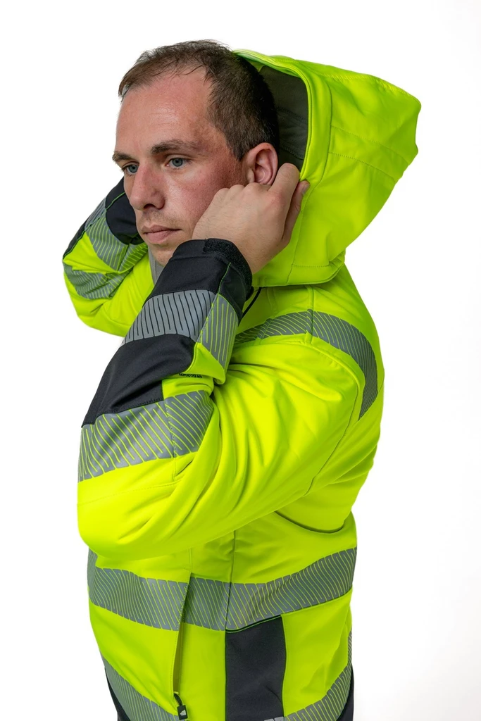 PRO FIT, winter warning protection softshell, Black, Neon Yellow, High-visibility protection softshell