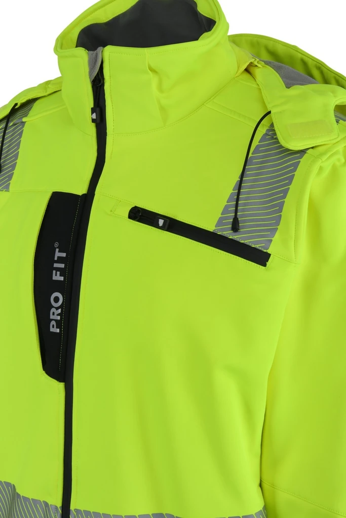 PRO FIT, winter warning protection softshell, Black, Neon Yellow, High-visibility protection softshell