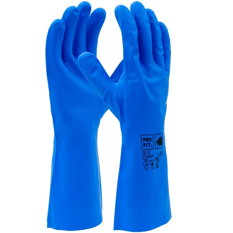 PRO FIT, Nitril Chemikalienschutzhandschuhe, Blau, Chemikalien-Handschuhe