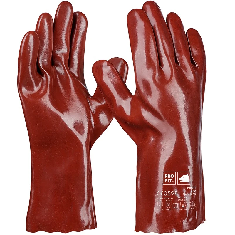 PRO FIT, pirat pvc chemical resistance, Reddish brown, Chemical protection glove