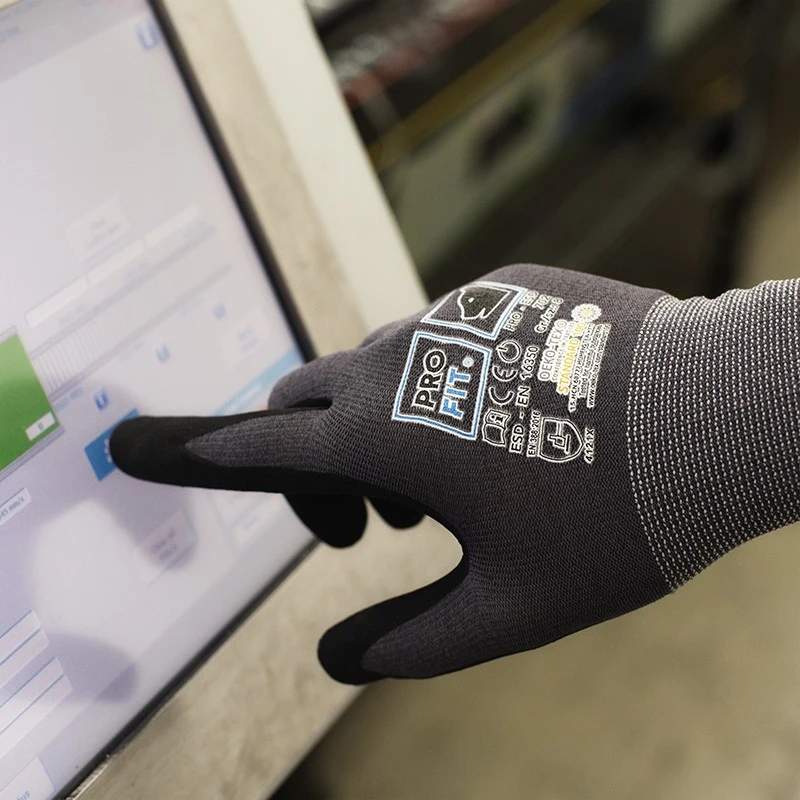 PRO FIT, nitrile foam glove maxim cool, Black, Grey, ESD Gloves