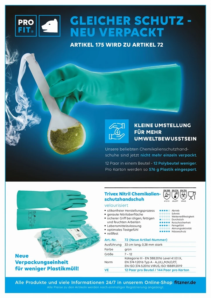 PRO FIT, Trivex nitrile chemical protective, Green, Chemical protection glove