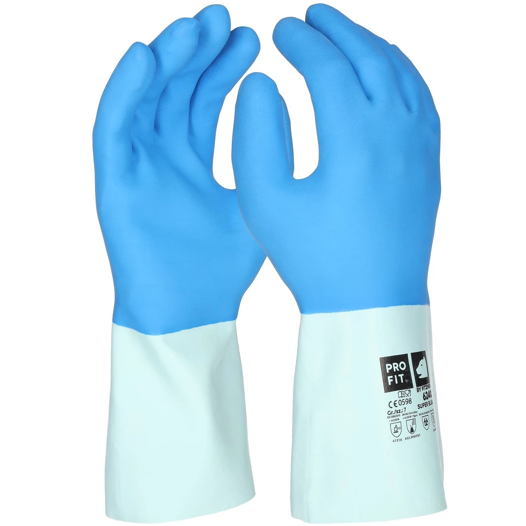 PRO FIT, latex chemical resistance glove, Blue, Chemical protection glove