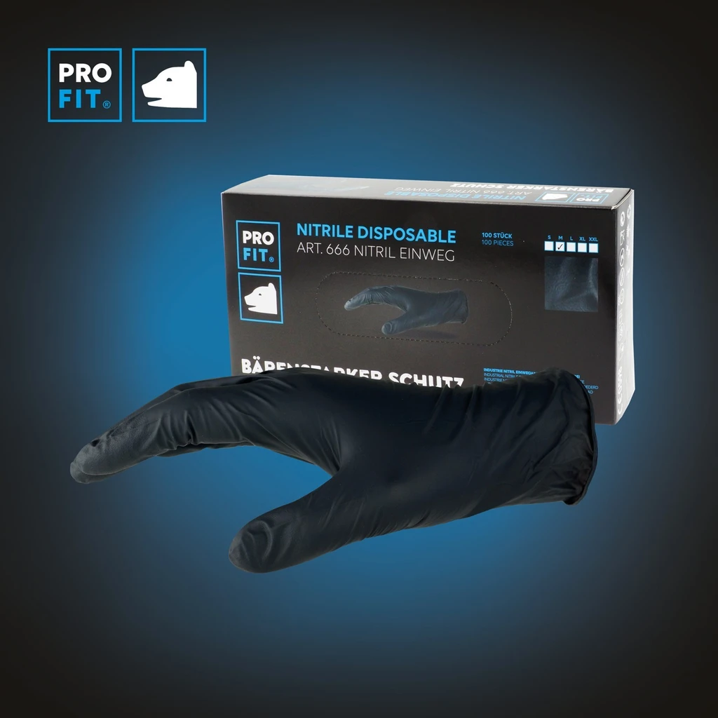 PRO FIT, nitrile disposable glove, Black, Disposable gloves