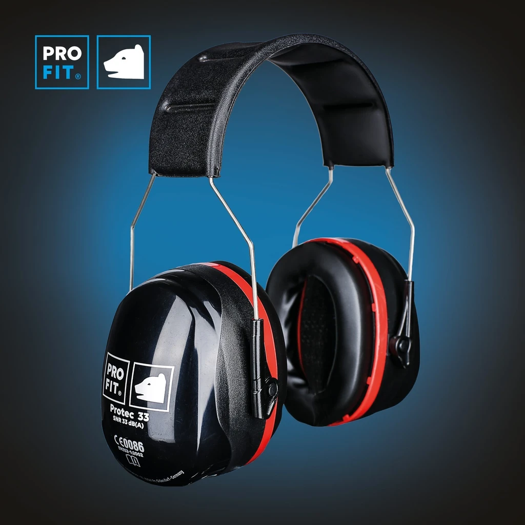 PRO FIT, Protec 33 earmuff, Red, Black, Hearing protection capsules