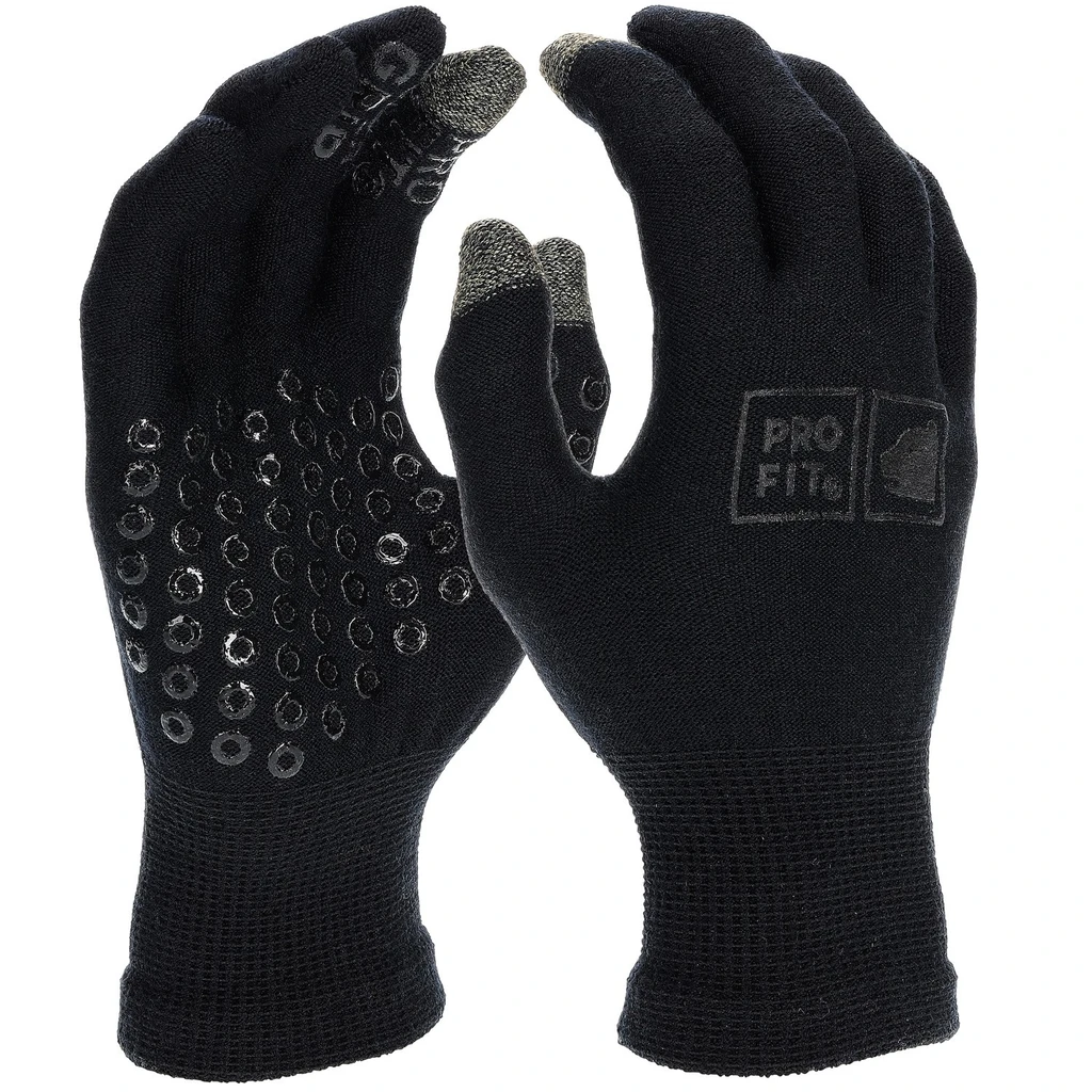PRO FIT, Merino wool glove with, Black, dotted gloves