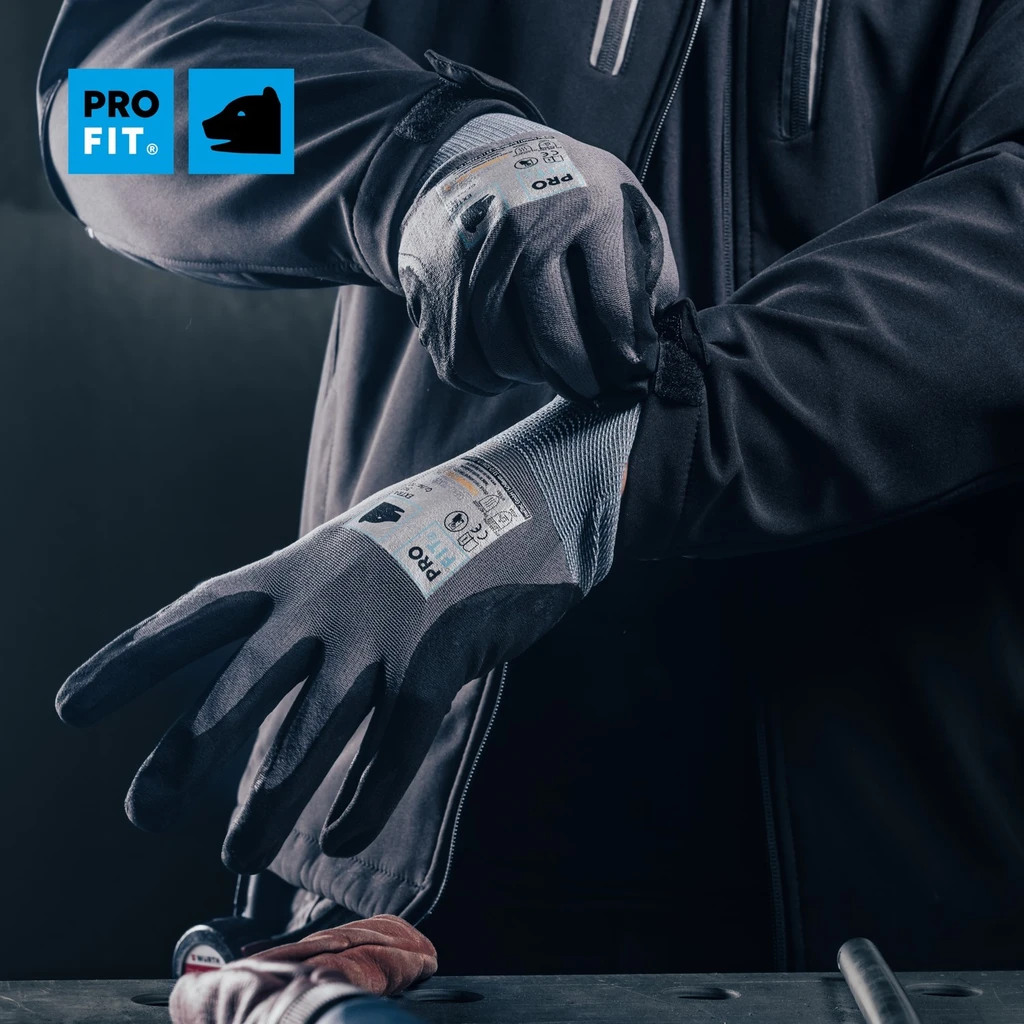 PRO FIT, nitrile foam fine knit, Grey, Nitrile foam gloves