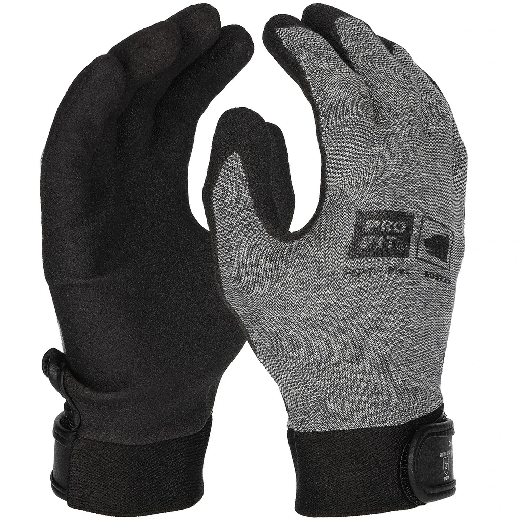 PRO FIT, mechanic's glove Optimal HPT-Polymer, Black, Grey, HPT gloves