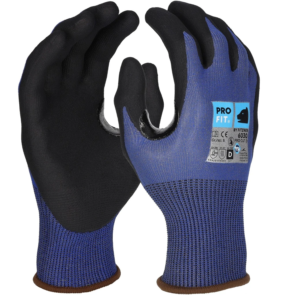 PRO FIT, nitrile cut resistance glove, Black, Blue, Cut protection nitrile