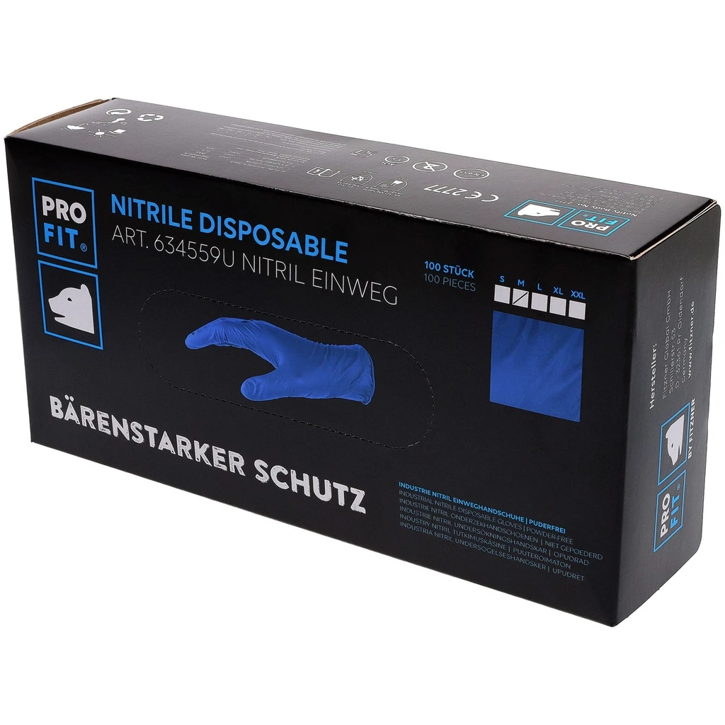 PRO FIT, nitrile disposable glove, Blue, Disposable gloves