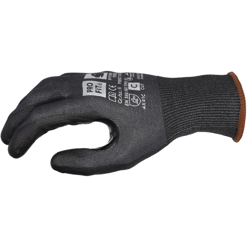 PRO FIT, PU cut resistance glove, Black, Cut protection PU gloves