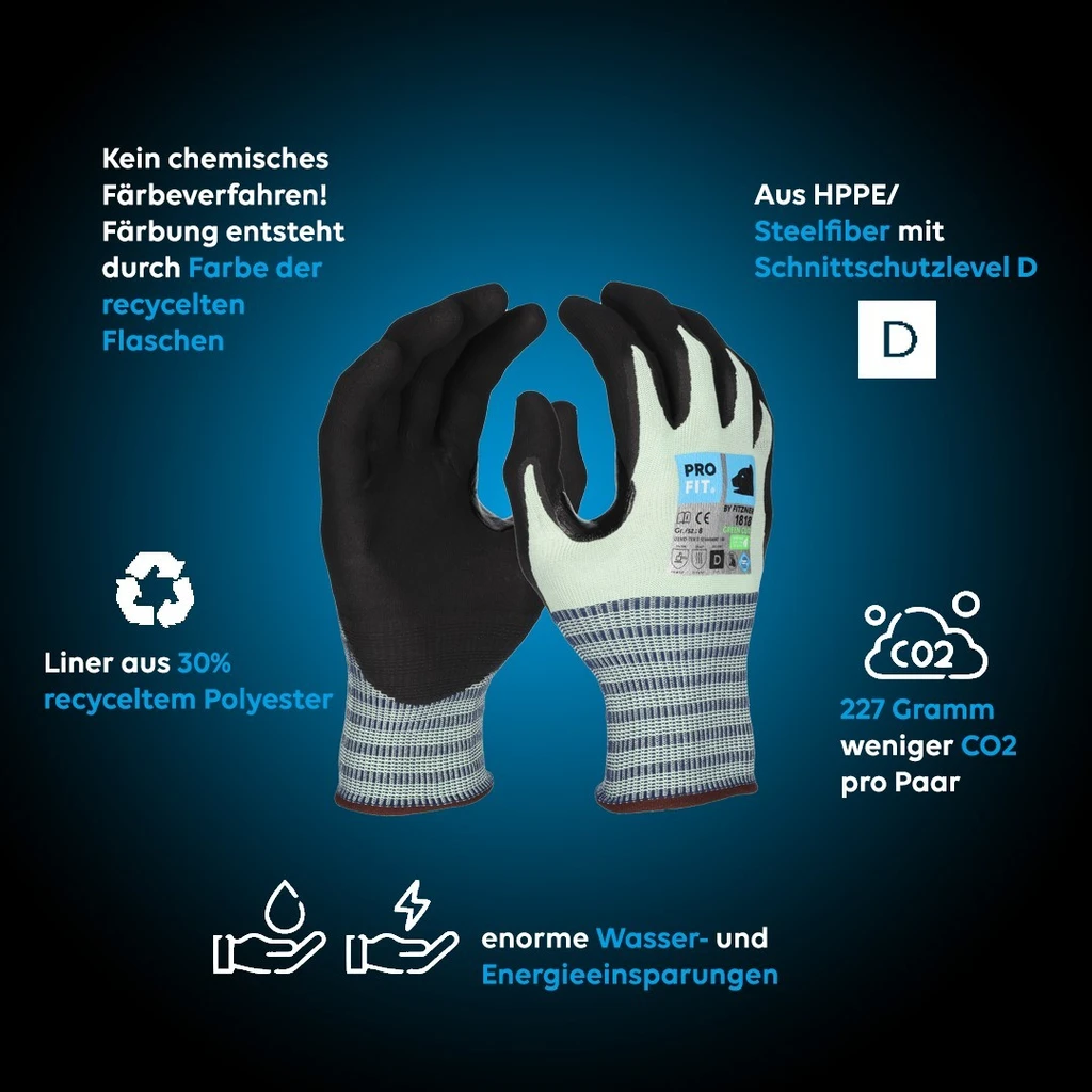 PRO FIT, nitrile cut resistance glove, Black, Green, Cut protection nitrile