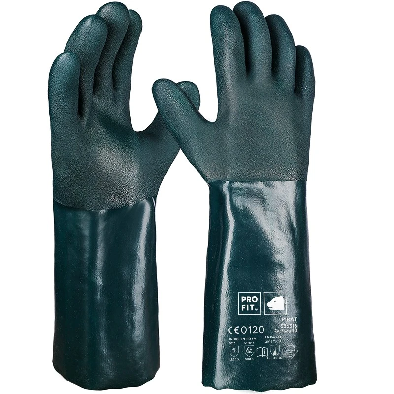 PRO FIT, pirat pvc chemical resistance, Green, Chemical protection glove