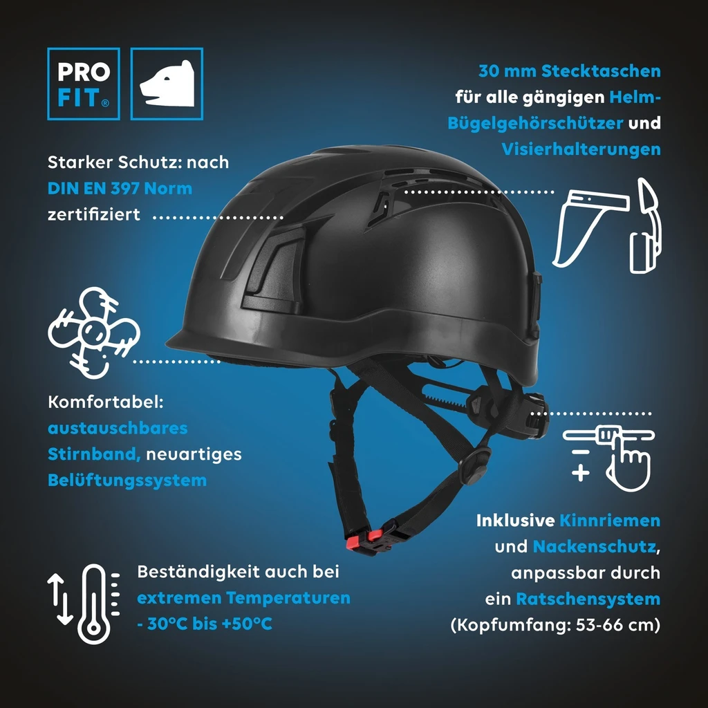 PRO FIT, Pro Cap D!-Rock safety, Black, Helmet