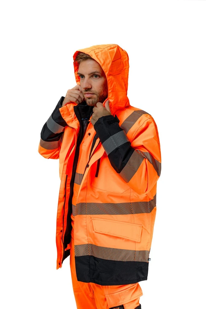 PRO FIT, High visibilty parka, Neon Orange, High-visibility clothing