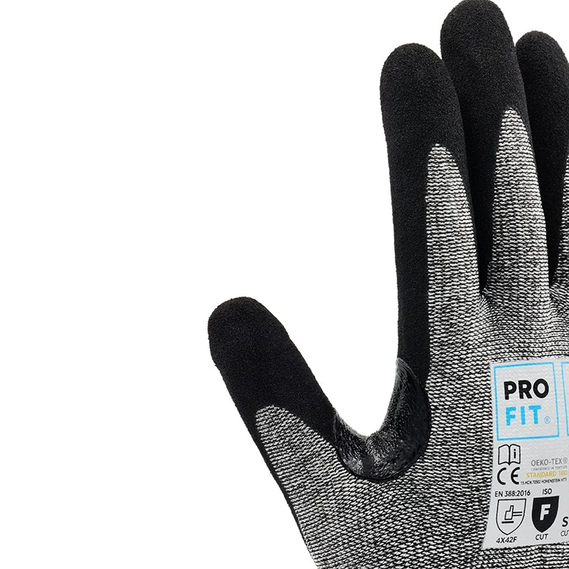 PRO FIT, nitrile cut resistance glove, Black, Grey, Cut protection nitrile