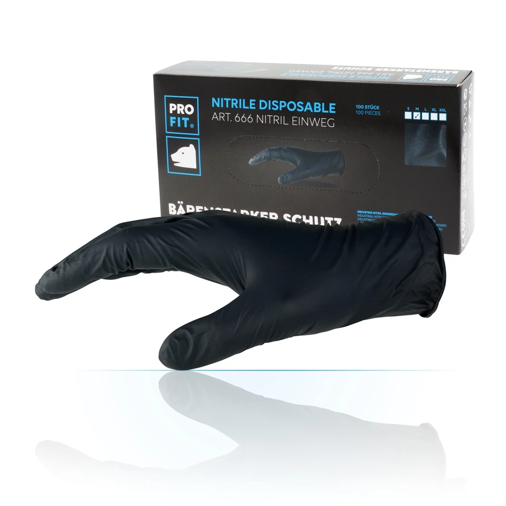 PRO FIT, nitrile disposable glove, Black, Disposable gloves