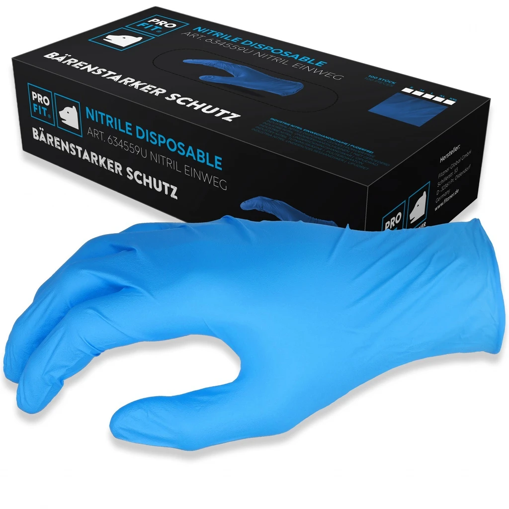 PRO FIT, Nitril Einweghandschuhe, Blau, Einweghandschuhe