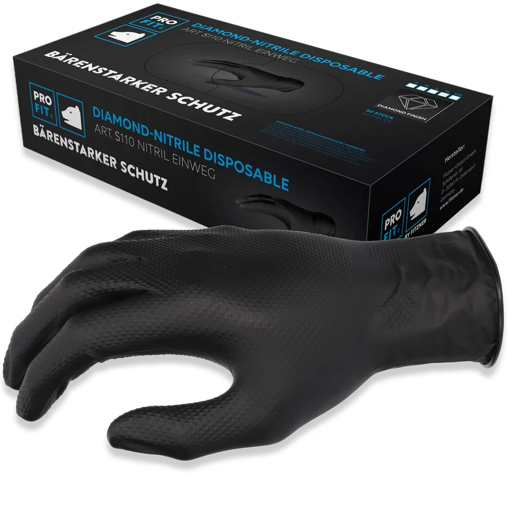 PRO FIT, nitrile disposable glove, Black, Disposable gloves