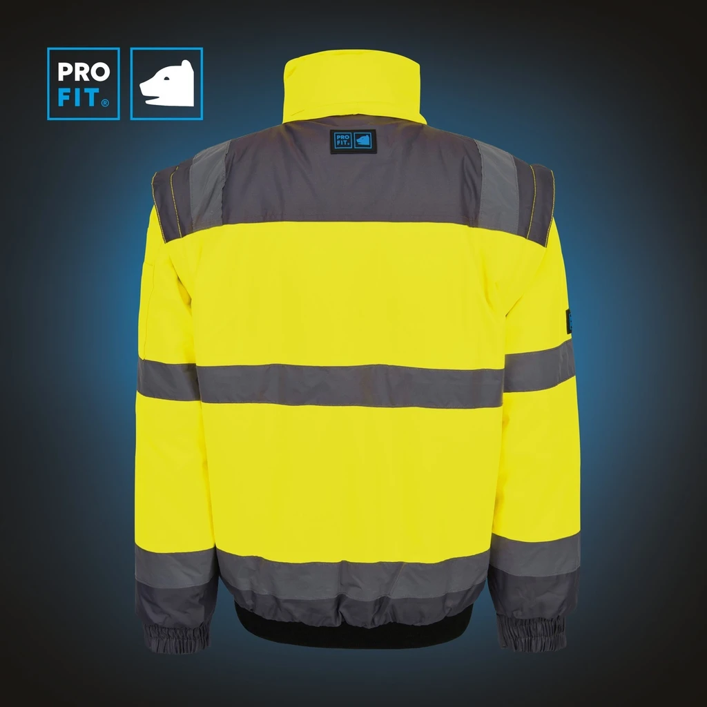 PRO FIT, Warning protection pilot’s jacket, Grey, Neon Yellow, High-visibility clothing