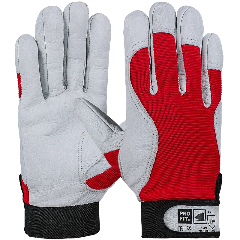 PRO FIT, mechanic's glove nappa leather, Natural, Red, Leather gloves