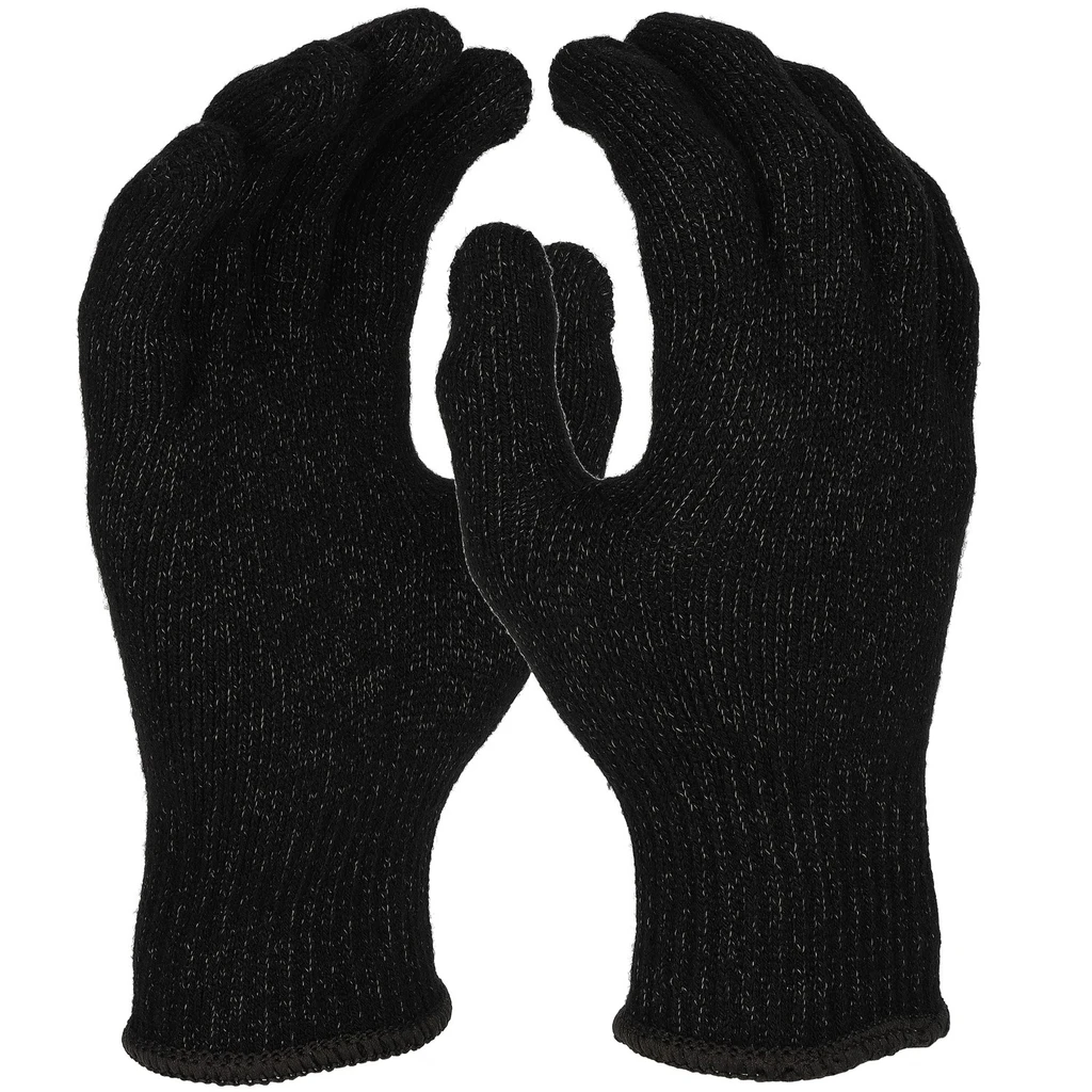 PRO FIT, winter fleece knitted glove, Black, polyamide/cotton finely knitted glove