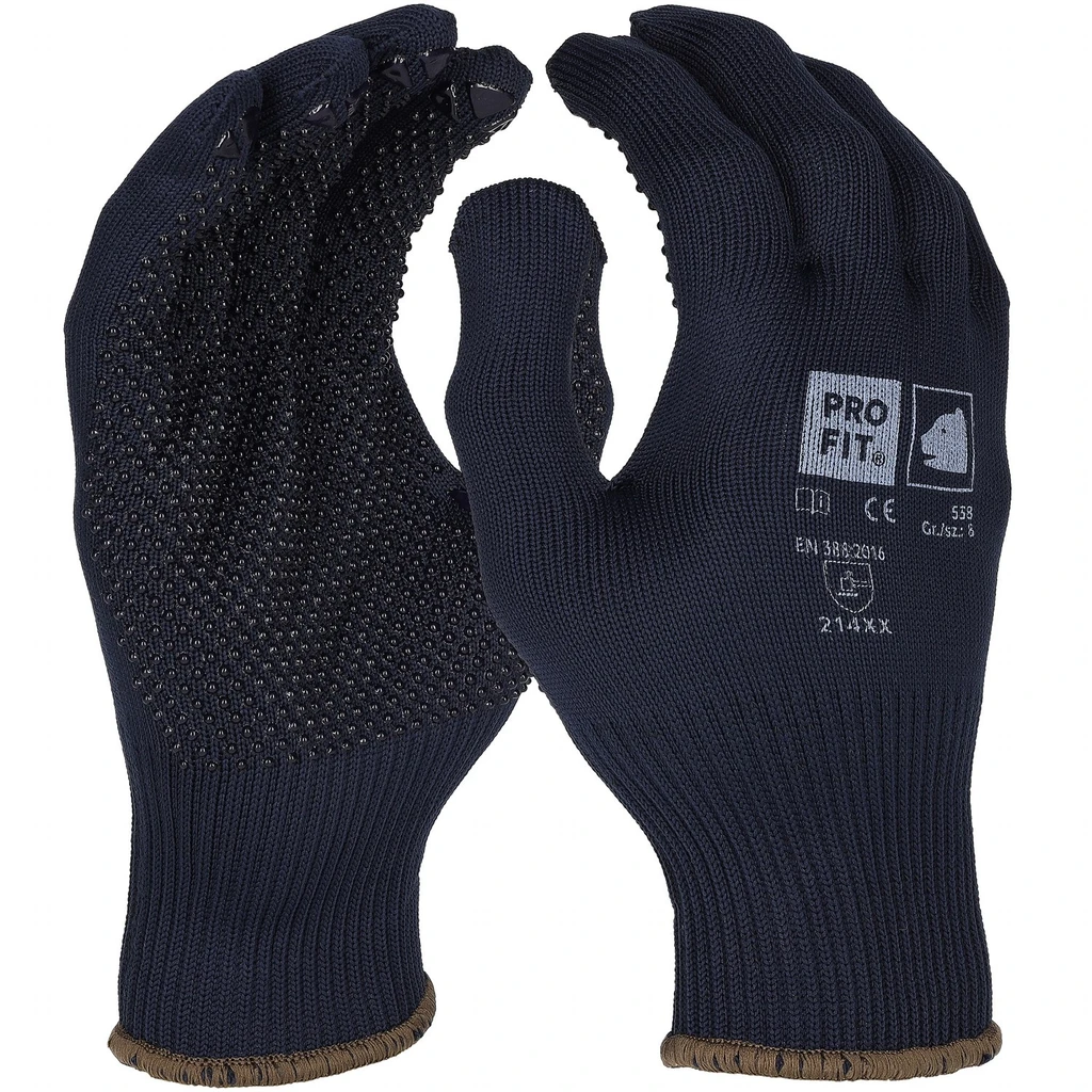 PRO FIT, finely knitted glove, Blue, dotted gloves