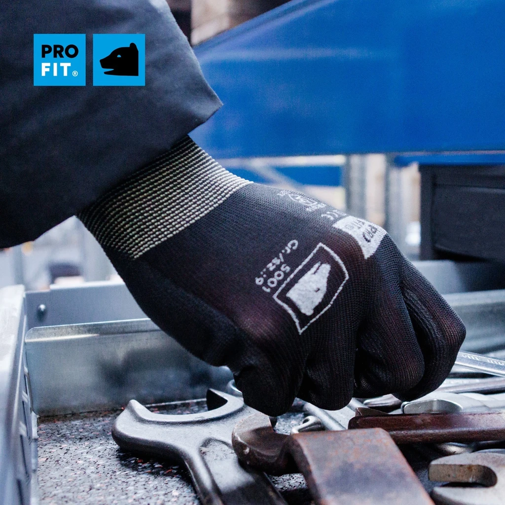 PRO FIT, PU fine knitting glove, Black, PU gloves