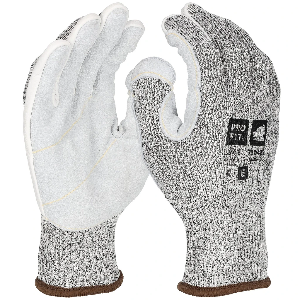 PRO FIT, Cut resistance glove, Grey, Cut protection leather