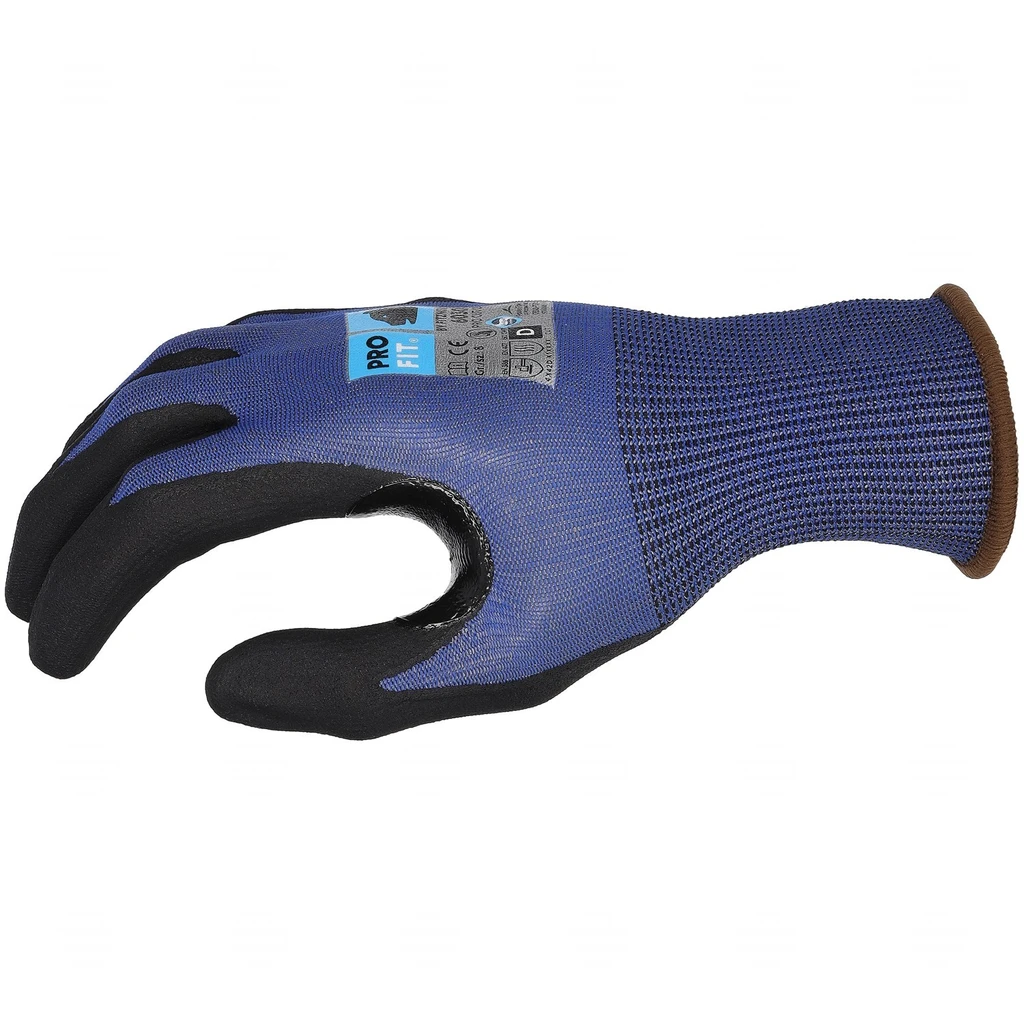 PRO FIT, nitrile cut resistance glove, Black, Blue, Cut protection nitrile
