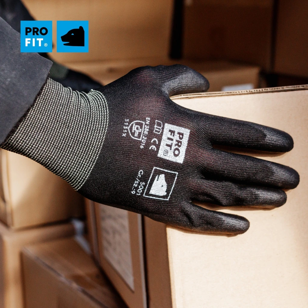 PRO FIT, PU fine knitting glove, Black, PU gloves