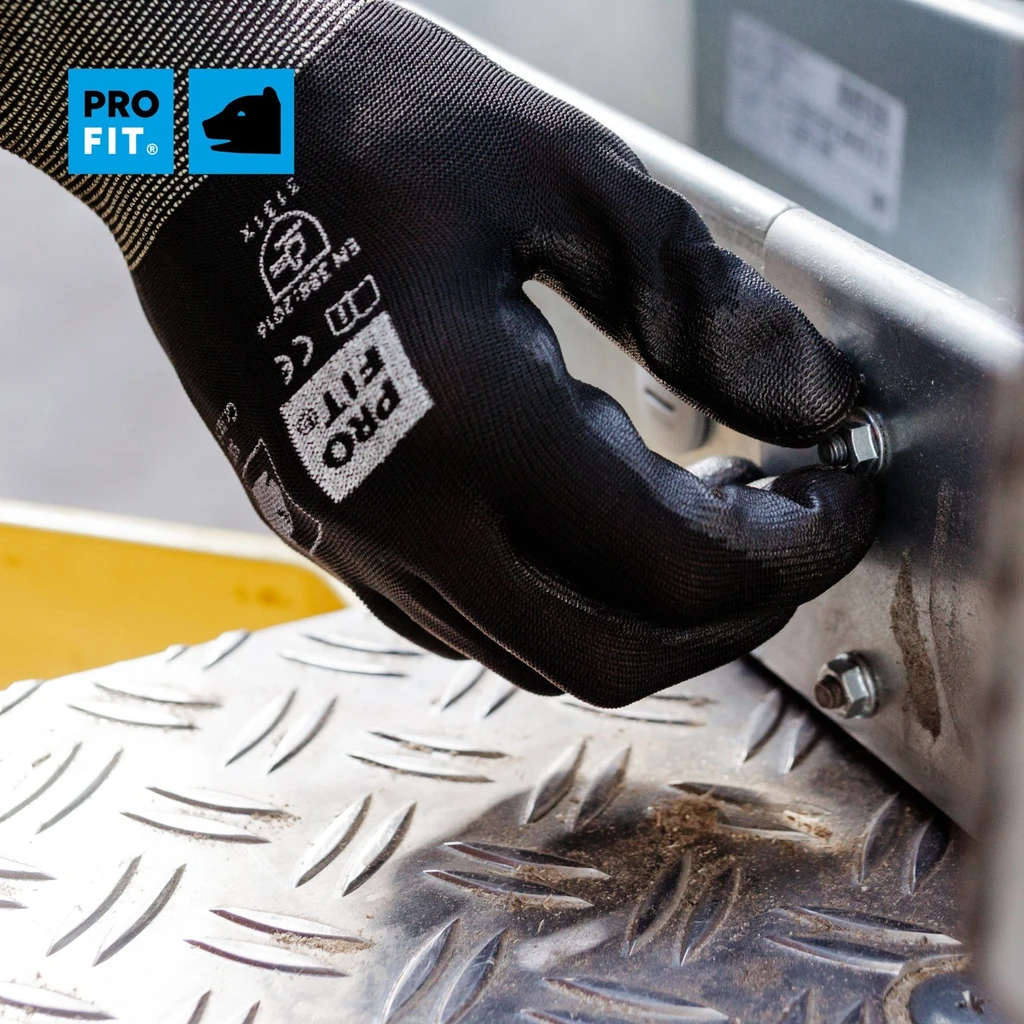 PRO FIT, PU fine knitting glove, Black, PU gloves