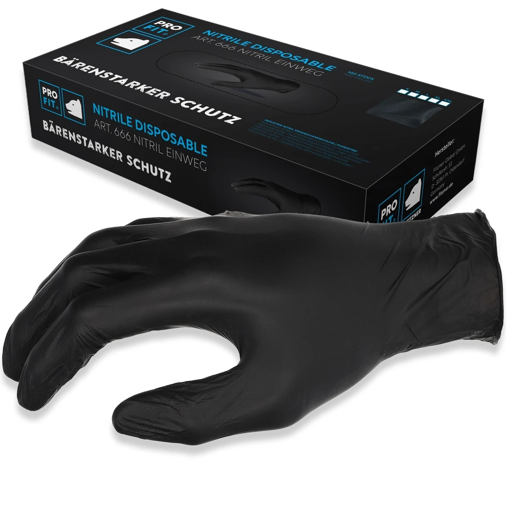 PRO FIT, nitrile disposable glove, Black, Disposable gloves