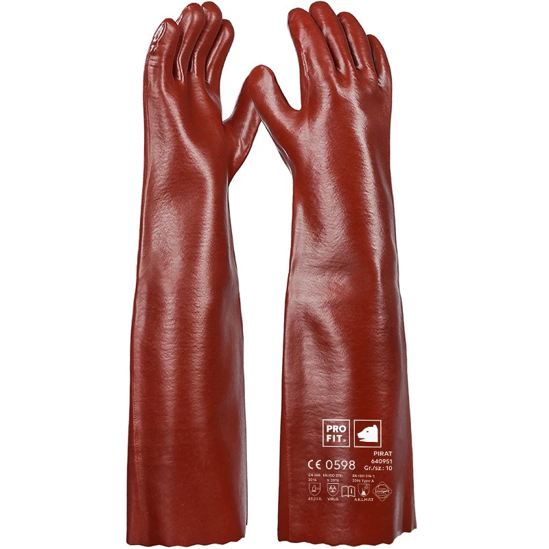PRO FIT, pirat pvc chemical resistance, Reddish brown, Chemical protection glove