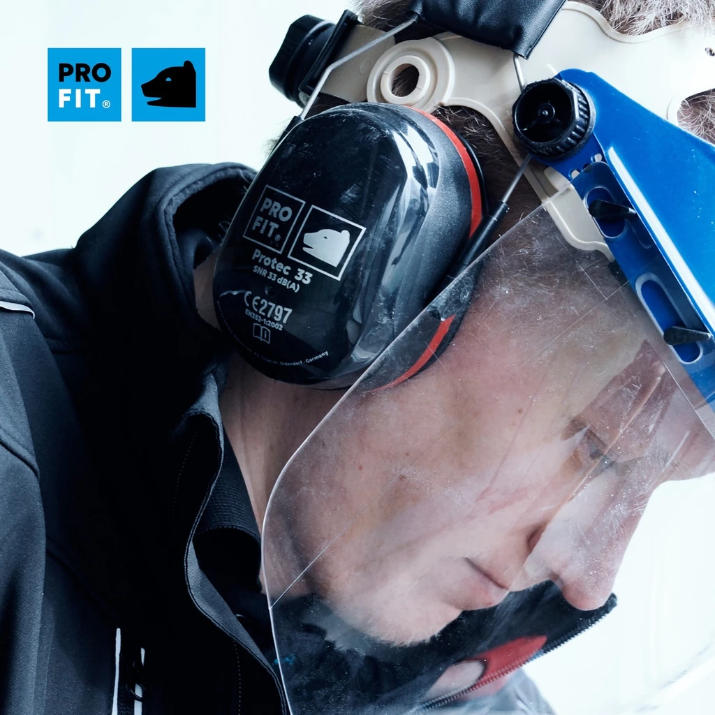 PRO FIT, Protec 33 earmuff, Red, Black, Hearing protection capsules