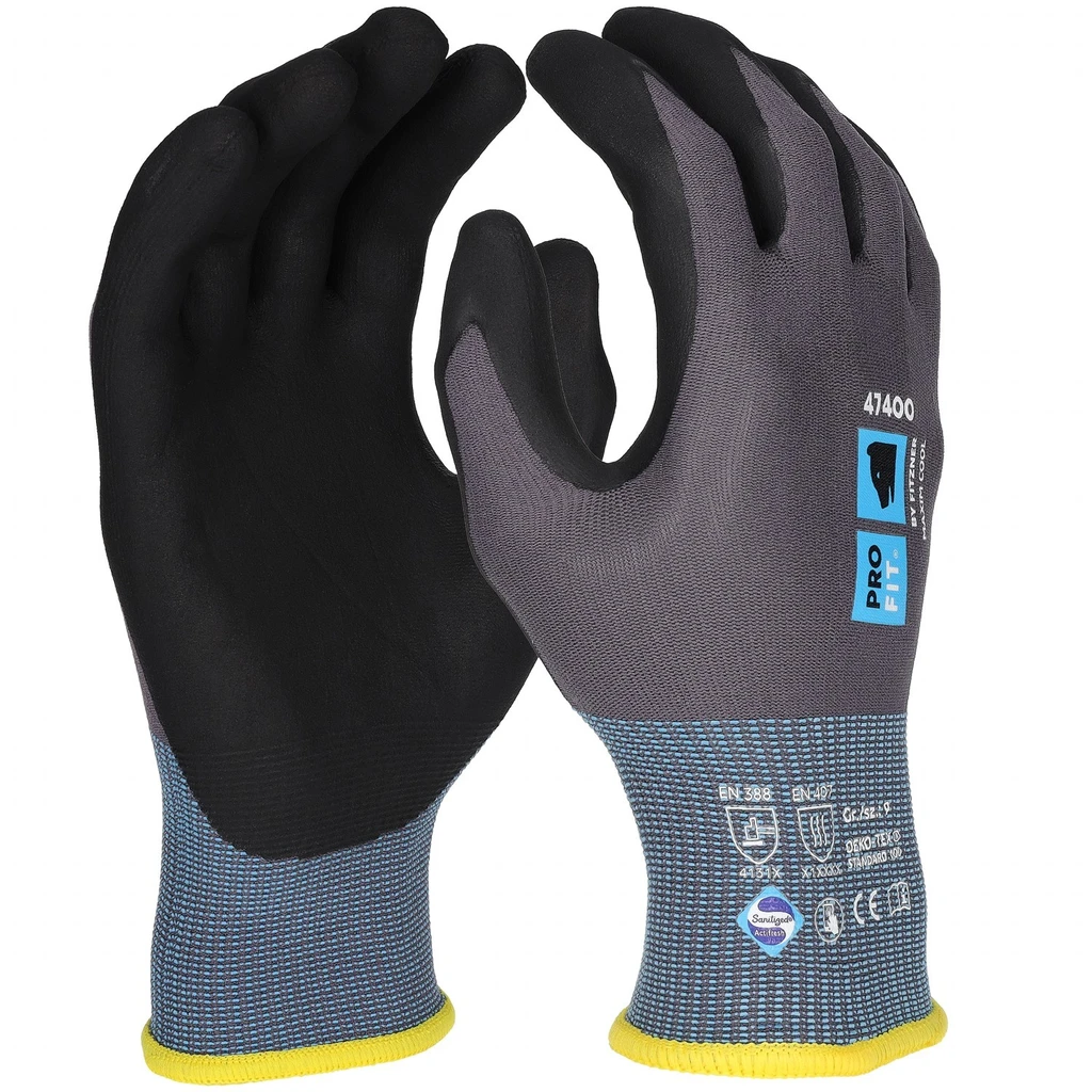 PRO FIT, nitrile foam glove maxim cool, Black, Grey, Nitrile foam gloves