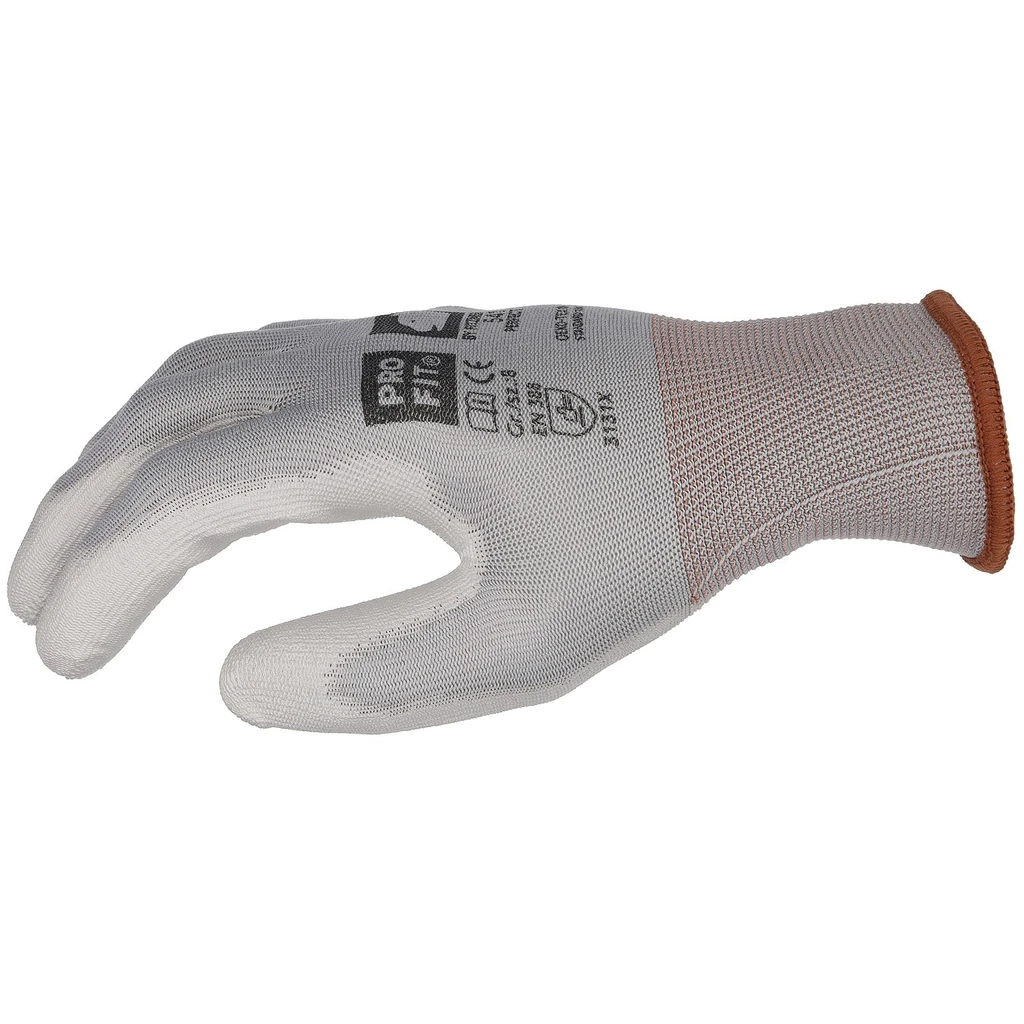 PRO FIT, PU fine knitting glove, Grey, PU gloves