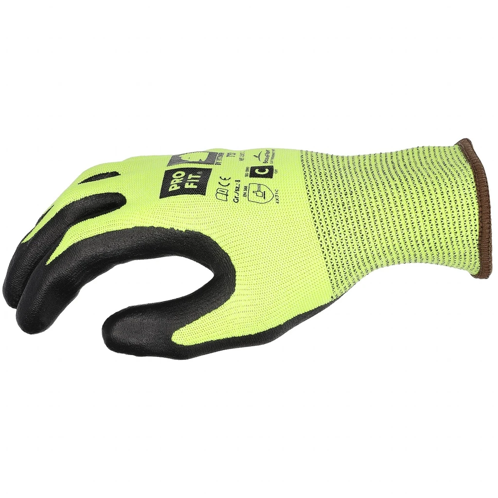 PRO FIT, nitrile cut resistance glove, Black, Neon Yellow, Cut protection nitrile