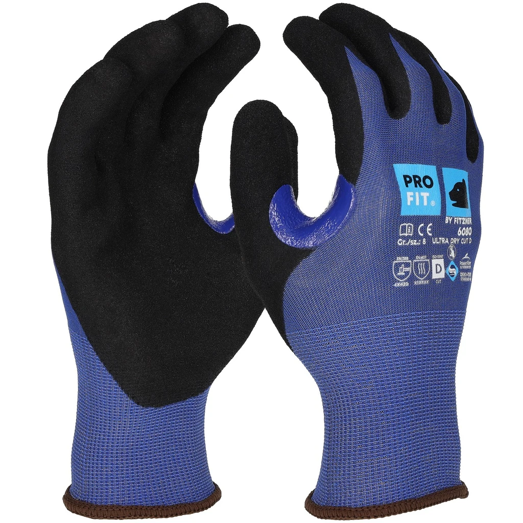 PRO FIT, nitrile cut resistance glove, Black, Blue, Cut protection nitrile