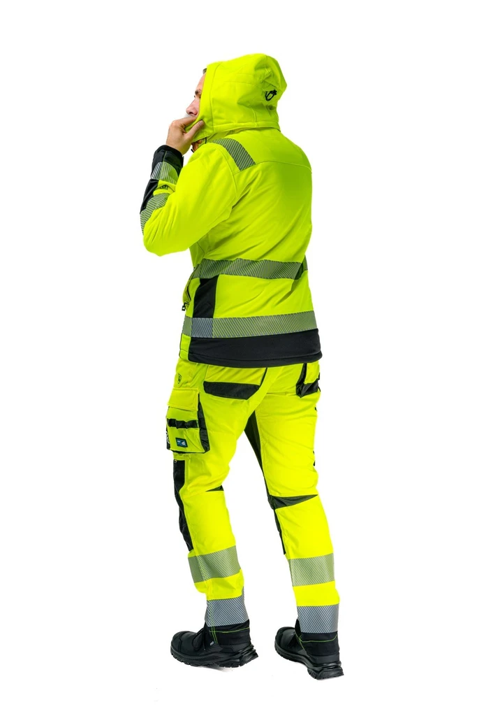 PRO FIT, Winter Warnschutz-Softshelljacke, Schwarz, Neon Gelb, Warnschutz Softshell