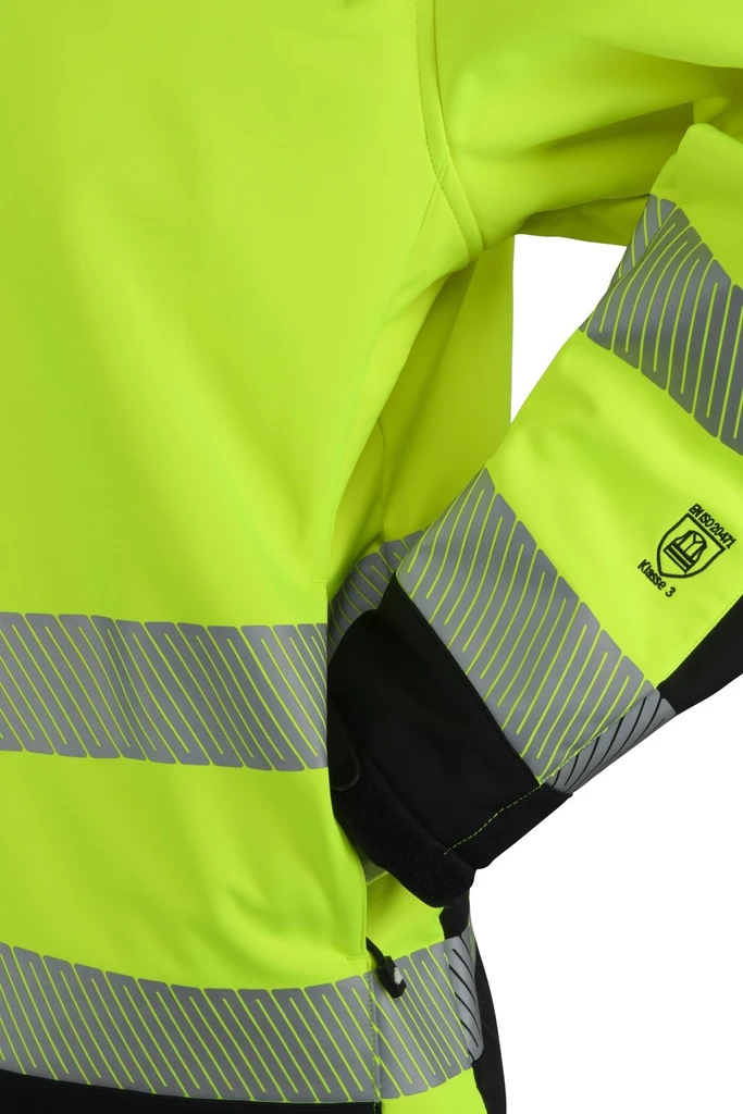 PRO FIT, Winter Warnschutz-Softshelljacke, Schwarz, Neon Gelb, Warnschutz Softshell