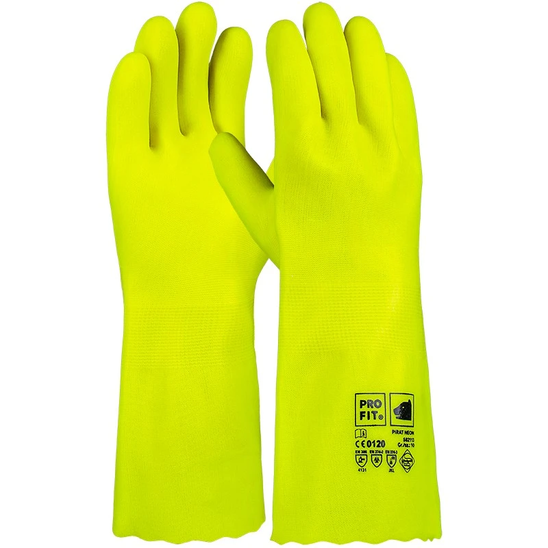PRO FIT, pirat pvc chemical resistance, Neon Yellow, Chemical protection glove