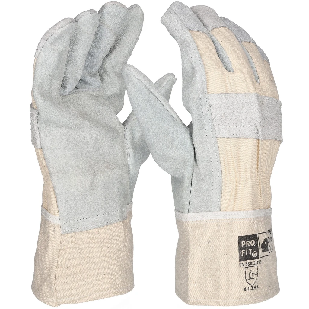 PRO FIT, cow split leather glove, Natural, Leather gloves