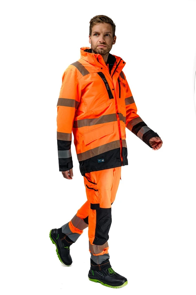 PRO FIT, High visibilty parka, Neon Orange, High-visibility clothing